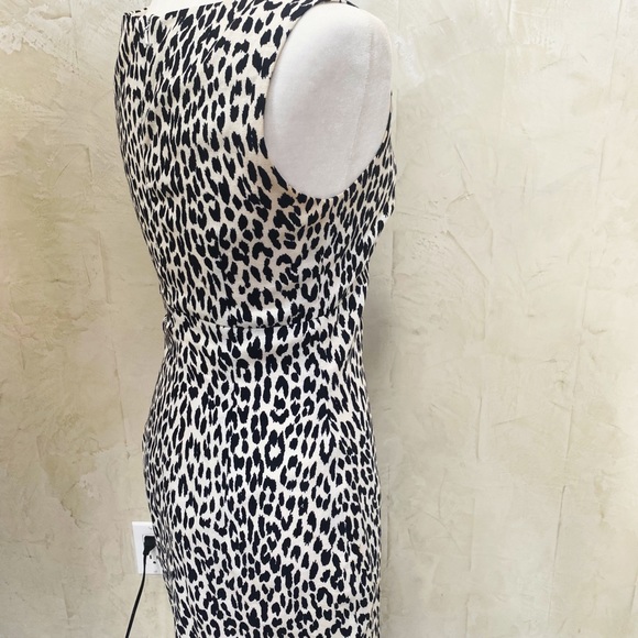 Classy Black and White Leopard Print Linen Dress - Picture 5 of 6